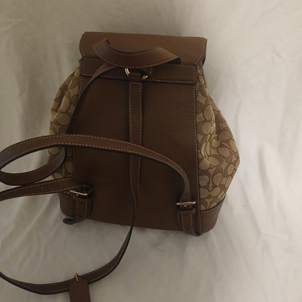 Coach Tan and Brown Signature Backpack - Picture 4 of 5